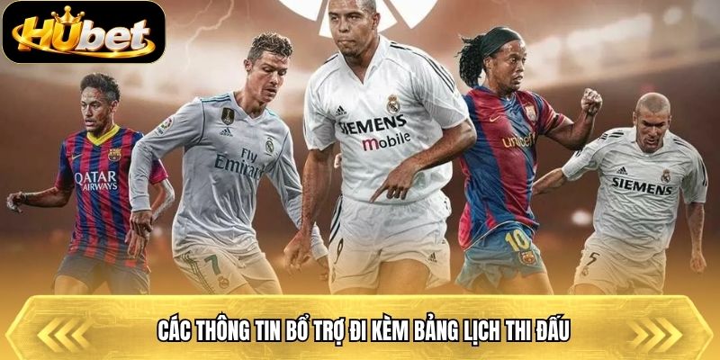 Các thông tin bổ trợ đi kèm bảng lịch thi đấu